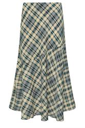 LTS Tall Blue Check Print Tiered Midi Skirt