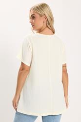 YOURS Plus Size Ivory White Textured Keyhole Detail Top | Yours Clothing 2