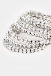 Silver Tone Diamante Stretch Statement Bracelet | Yours Clothing 2