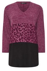 YOURS Plus Size Pink Animal Print Colourblock Top | Yours Clothing 5