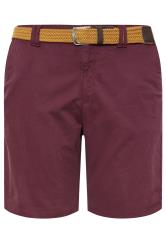 KAM Big & Tall Burgundy Red Belted Chino Shorts | BadRhino 2