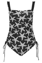YOURS Plus Size Black Starfish Print Swimsuit | Yours Clothing 6