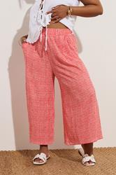 YOURS Plus Size Red Gingham Crinkle Midaxi Culottes | Yours Clothing 3
