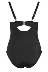 YOURS Plus Size Black Twist Front Premium Underwired Swimsuit | Yours Clothing 8