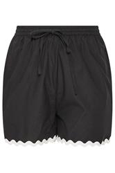 LIMITED COLLECTION Plus Size Black Scallop Linen Shorts | Yours Clothing 6