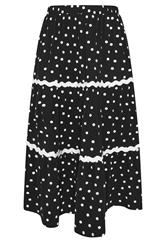YOURS Curve Black Polka Dot Contrast Swirl Maxi Skirt