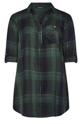 YOURS Curve Dark Green Check Overhead Shirt
