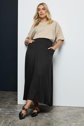 Black Maxi Jersey Strtech Skirt With Pockets, Plus size 16 to 36 3