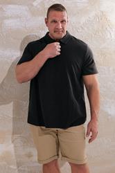 JACK & JONES Big & Tall Black Zip Polo Shirt | BadRhino 2