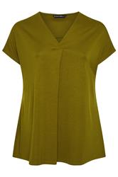 EVANS Curve Green Premium Jersey Pleat Swing Top