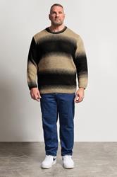 JACK & JONES Big & Tall Natural Brown Crew Neck Knit Jumper | BadRhino 1