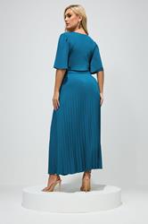 YOURS LONDON Plus Size Teal Blue Knot Pleated Maxi Dress | Yours Clothing 2