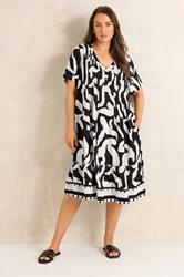 EVANS Plus Size Black Abstract Pintuck Dress | Evans 2
