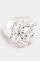 Silver Tone Diamante Oval Twist Stretch Ring | Yours Clothing 3