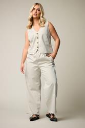YOURS Plus Size White Pinstripe Denim Waistcoat | Yours Clothing 1
