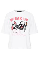 LIMITED COLLECTION Curve White 'Break Up Makeup' Graphic T-Shirt