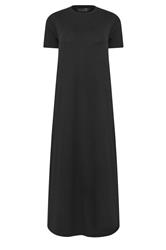 PixieGirl Petite Black Cotton T-Shirt Maxi Dress