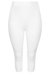 YOURS Curve White Lace Stretch Cropped Leggings