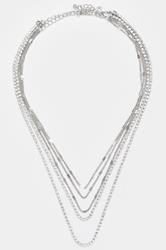 Silver Tone Multi Layer Diamante Necklace | Yours Clothing 3