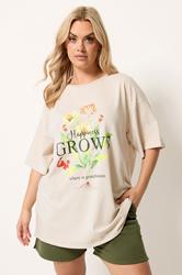 YOURS Plus Size Natural Brown 'Happiness Grows' T-Shirt | Yours Clothing 3