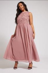 YOURS LONDON Plus Size Pink Lace Detail Chiffon Maxi Dress | Yours Clothing 3