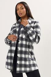 YOURS Plus Size Black & White Check Shacket | Yours Clothing 3