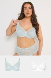 YOURSET 2 PACK Plus Size Mint Green & White Swirl Lace Bras | Yours Clothing 2