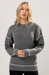 LTS Tall Grey Cross Stitch Knitted Jumper | Long Tall Sally 3