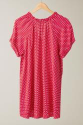 EVANS Plus Size Red Dot Print Tie Neck Blouse | Evans 6