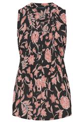 EVANS Curve Rust Orange Botanical Print Pintuck Vest Top