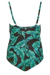 BUMP IT UP MATERNITY Plus Size Black Palm Leaf Swimsuit | Yours Clothing 8