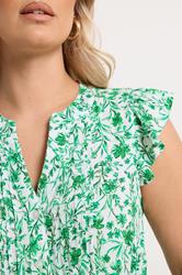 YOURS Plus Size Green Floral Pintuck Blouse | Yours Clothing 4
