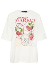 YOURS Curve Ivory White 'Berry Market' Graphic T-Shirt