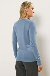 LTS Tall Denim Blue Knitted Crew Neck Jumper | Long Tall Sally 2