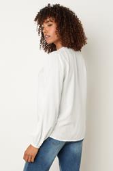 M&Co White Button Front Long Sleeve Blouse | M&Co 4