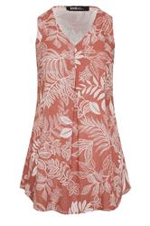 YOURS Curve Rust Orange Palm Leaf Linen Vest Top