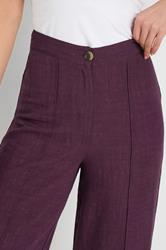 LTS Tall Purple Linen Pleated Wide Leg Trousers | Long Tall Sally 5