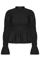 PixieGirl Petite Black Shirred Peplum Smock Top