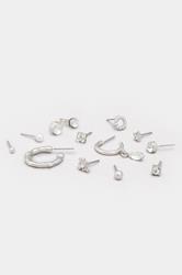 YOURSET 12 PACK Silver Tone Diamante Mixed Earring Set | Yours Clothing 4