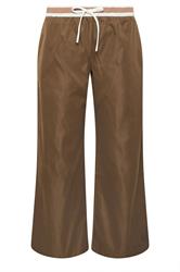 PixieGirl Petite Stone Brown Contrast Waist Trousers