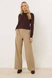 LTS Tall Women's Natural Brown Buckle Wide Leg Trousers | Long Tall Sally 3