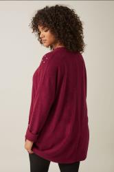 EVANS Plus Size Burgundy Red Stud Longline Jumper | Evans  2