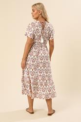 YOURS Plus Size White Paisley Print Midi Wrap Dress | Yours Clothing 2