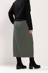 YOURS Plus Size Khaki Green Check Print Tube Skirt | Yours Clothing 2