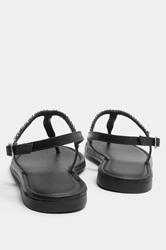 Black Diamante Toe Post Sandals In Extra EEE Wide Fit | Yours Clothing 2