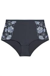 YOURS Curve Navy Blue Floral Embroidered Full Briefs
