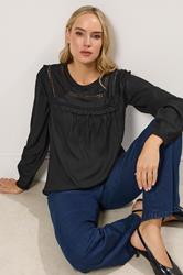 LTS Tall Black Woven Frill Blouse | Long Tall Sally 3