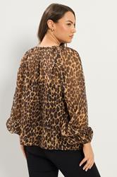 YOURS Plus Size Brown Leopard Chiffon Top | Yours Clothing 2