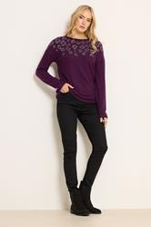 LTS Tall Purple Soft Touch Animal Embellished Jumper | Long Tall Sally 1