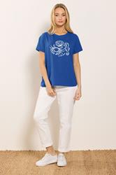 M&Co Blue 'A La Mer' Graphic Print Cotton T-Shirt | M&Co 1